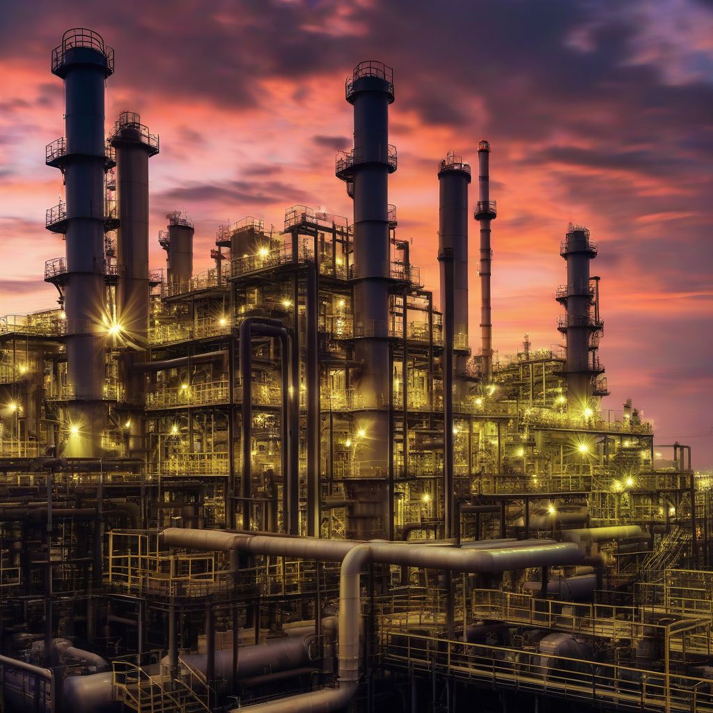 Oil and gas refinery at twilight